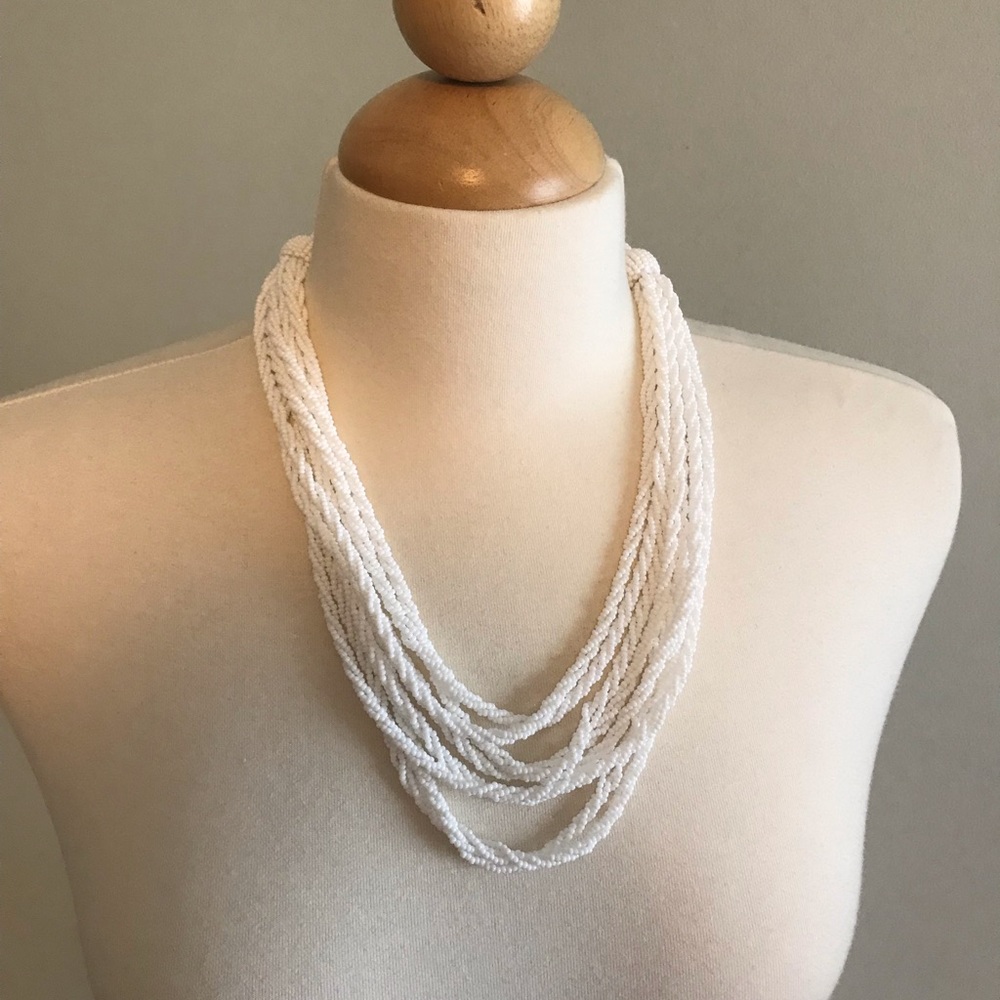 NWT Talbots white seed bead torsade necklace